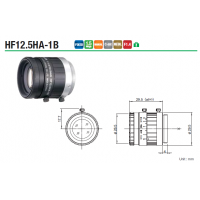 Fujinon HF12.5HA-1B 2/3'' 12.5mm F1.4 Manual Iris C-Mount Lens, 1.5 MP, Anti-Vibration & Shock Feature